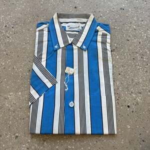 NOS Vintage 60s Atwood Blue Striped Cotton Loop Collar